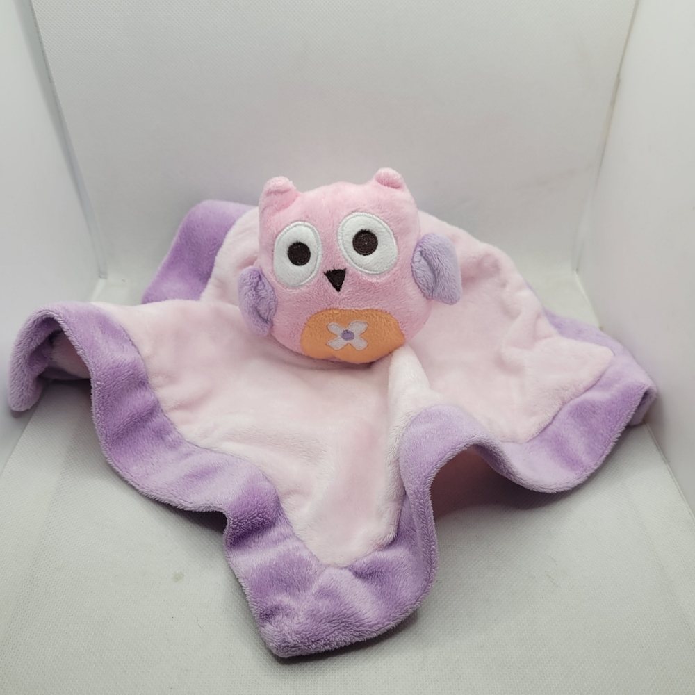 Bananafish Plush Owl Bird Security Blanket Baby Lovey Pink Orange Purple Flower